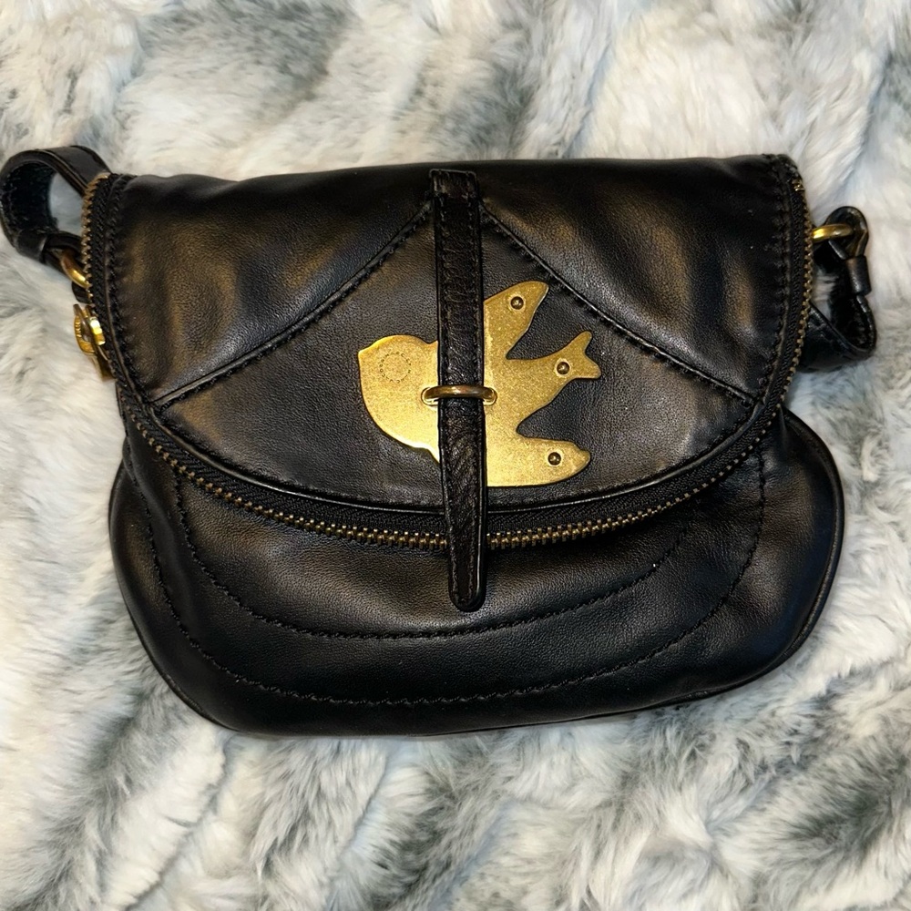 Marc By Marc Jacobs Black Leather Crossbody Bag with Gold Accent - Picture 2 of 7
